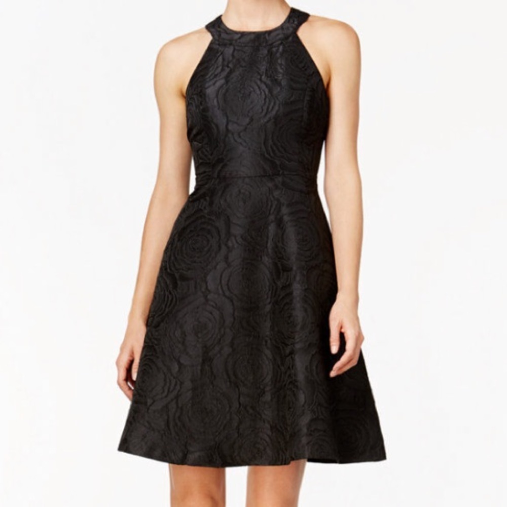 Calvin Klein Womens Black Floral Halter Neck
Zipper Fit And Flare Dress Sz 8
